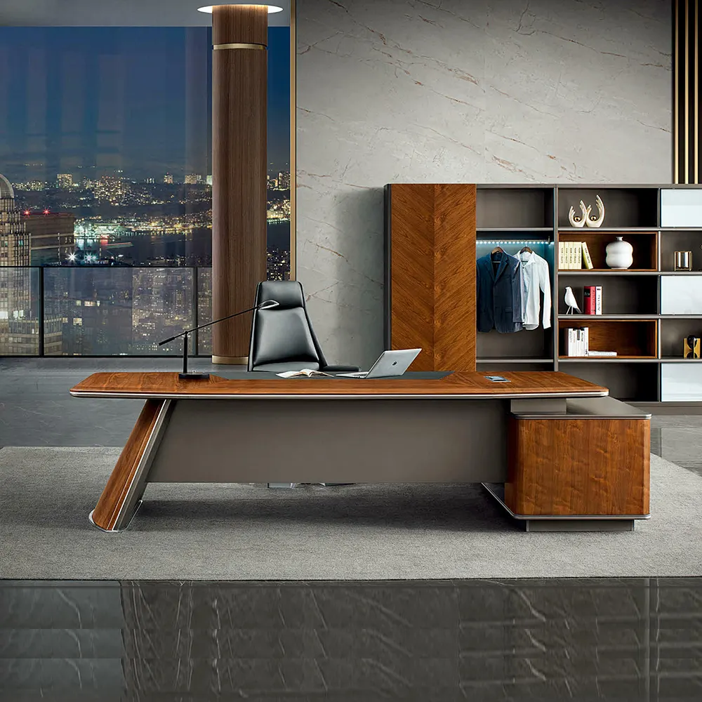 Современная роскошная дизайнерская офисная мебель L-образная живопись исполнительный стол MDF ceo boss стол-Менеджер стол