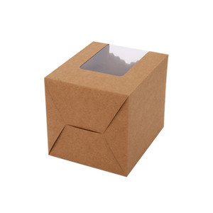 Kraft Paper Cupcake Boxes Bakery Muffin Packaging <strong>Box</strong> with Clear <strong>Display</strong> <strong>Window</strong> and Insert - Product Image 2