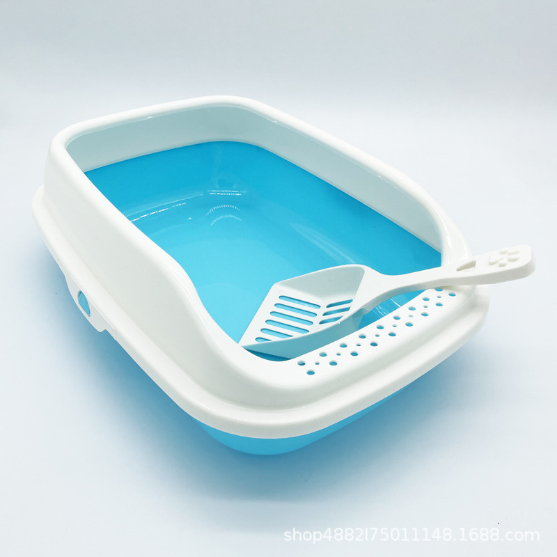 Blue Small Round Hole Cat Litter Box