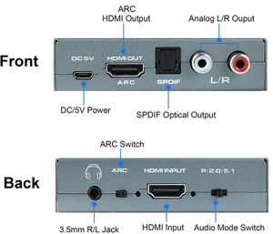 HDMI 2.0 Audio Extractor HDMI to RCA 4K 60Hz YUV4 4 4 HDR Adapter HDMI to Optical TOSLINK SPDIF - Product Image 2