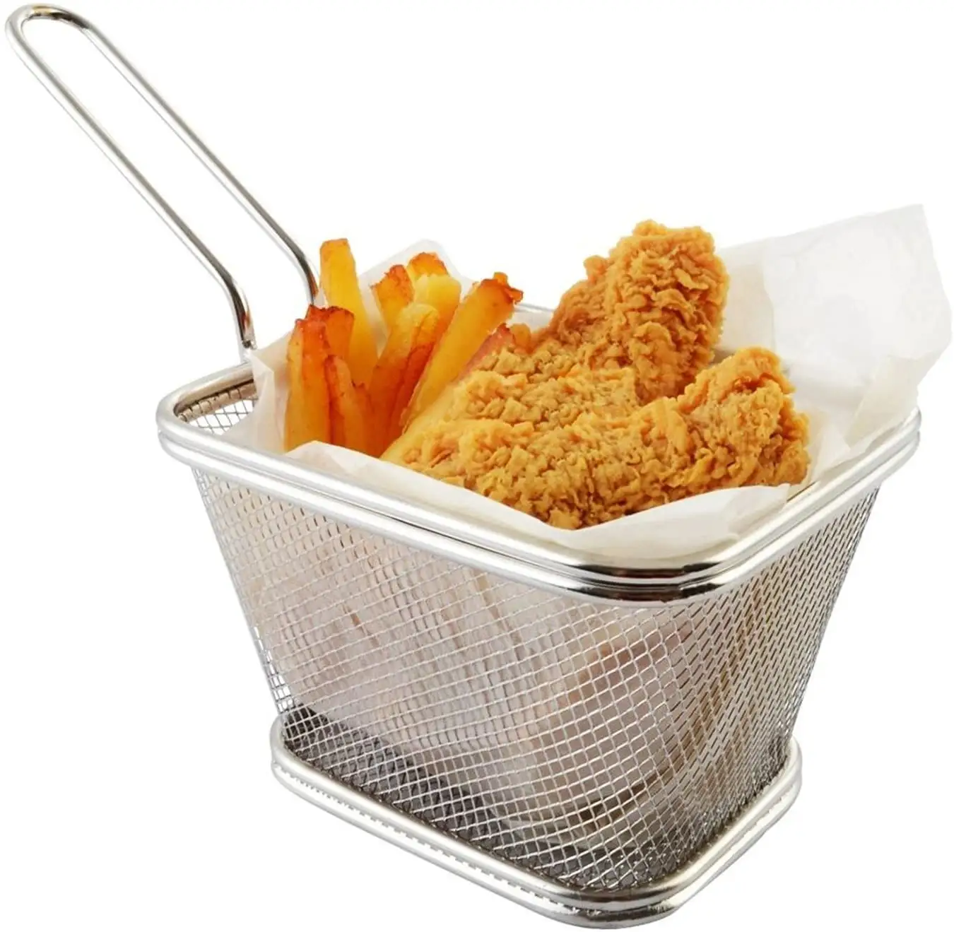 Mini cesta de malla para freír, cesta de alambre para servir la comida, para patatas fritas, pepita de pollo
