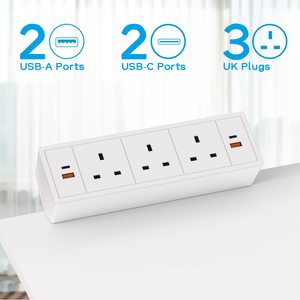 3ウェイデスククランプパワーストリップPD20W Type-C簡単設置デスクエクステンションリードデスクエッジ電源コンセント - Product Image 2