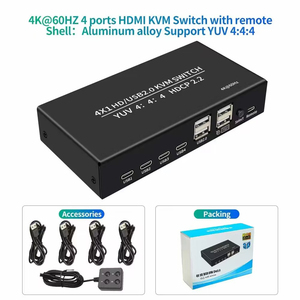 4端口HDMI 2.0 KVM交换机4x1 2x1 USB KVM切换器2进1出4端口-用于2 4 pc共享显示器鼠标键盘打印机的USB集线器 - Product Image 3