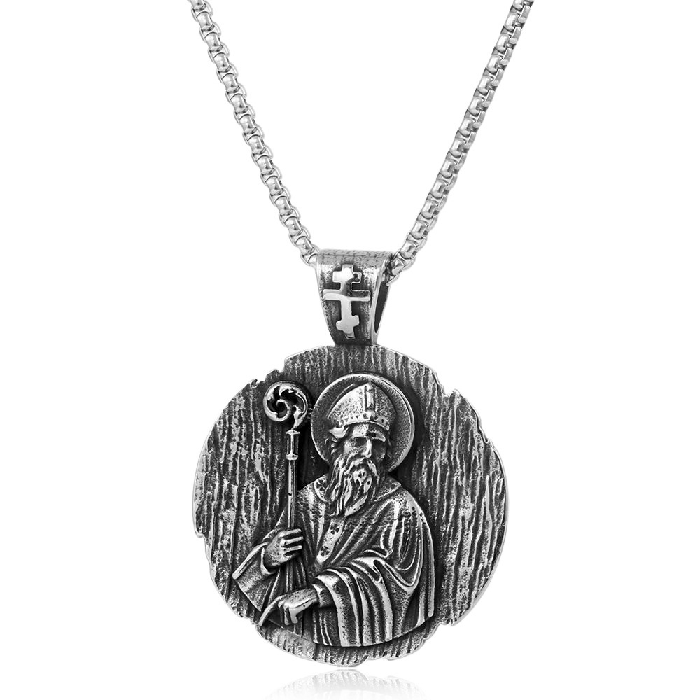 Chaîne à pendentif unique couleur acier, longueur 60 cm