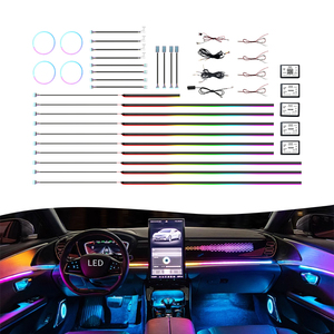 6 in1 araba akrilik ortam lambası şeritler 64 RGB renkli LED ışık App kontrol oto İç dekorasyon aksesuarları Neon 26 in 1 - Product Image 1