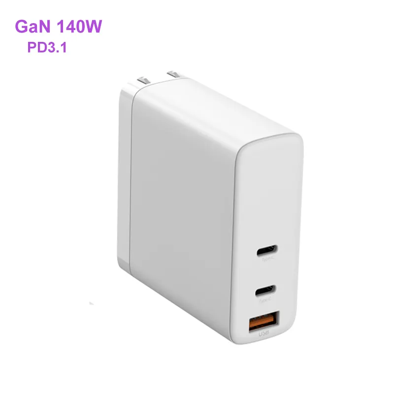 Caricabatterie da viaggio rapido Gan da 140W ad alta potenza 3 porte porte Usb C ricarica rapida adattatore di alimentazione Usb C Gan da 140W