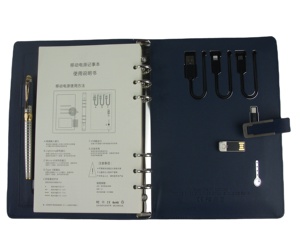 Notebook de carga inalámbrica con Banco de energía, PU Funda de cuero, unidad Flash, logotipo en relieve personalizado, Cable USB, Soporte para tarjeta de disco Flash - Product Image 3