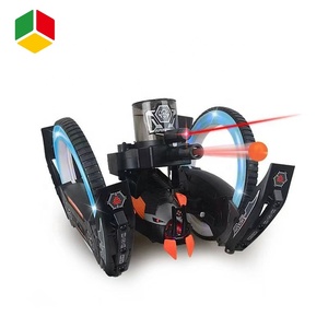 QS oyuncak 2.4G mücadele RC Drift kiti araba oyuncak 360 haddeleme rotasyon Light Up tekerlekler ayrılabilir yumuşak füze silah off Road araba - Product Image 4