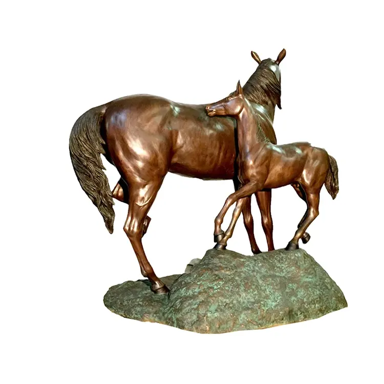 מכירה ישירה במפעל פסל גן תפאורה חיצוני עמיד פסל ברונזה סוס גדול מותאם אישית