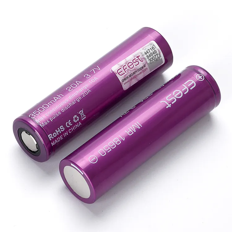 CE ROHS FCC KC BIS MSDS 인증서 3500mAh 충전식 리튬 사자 셀 Efest 18650 배터리