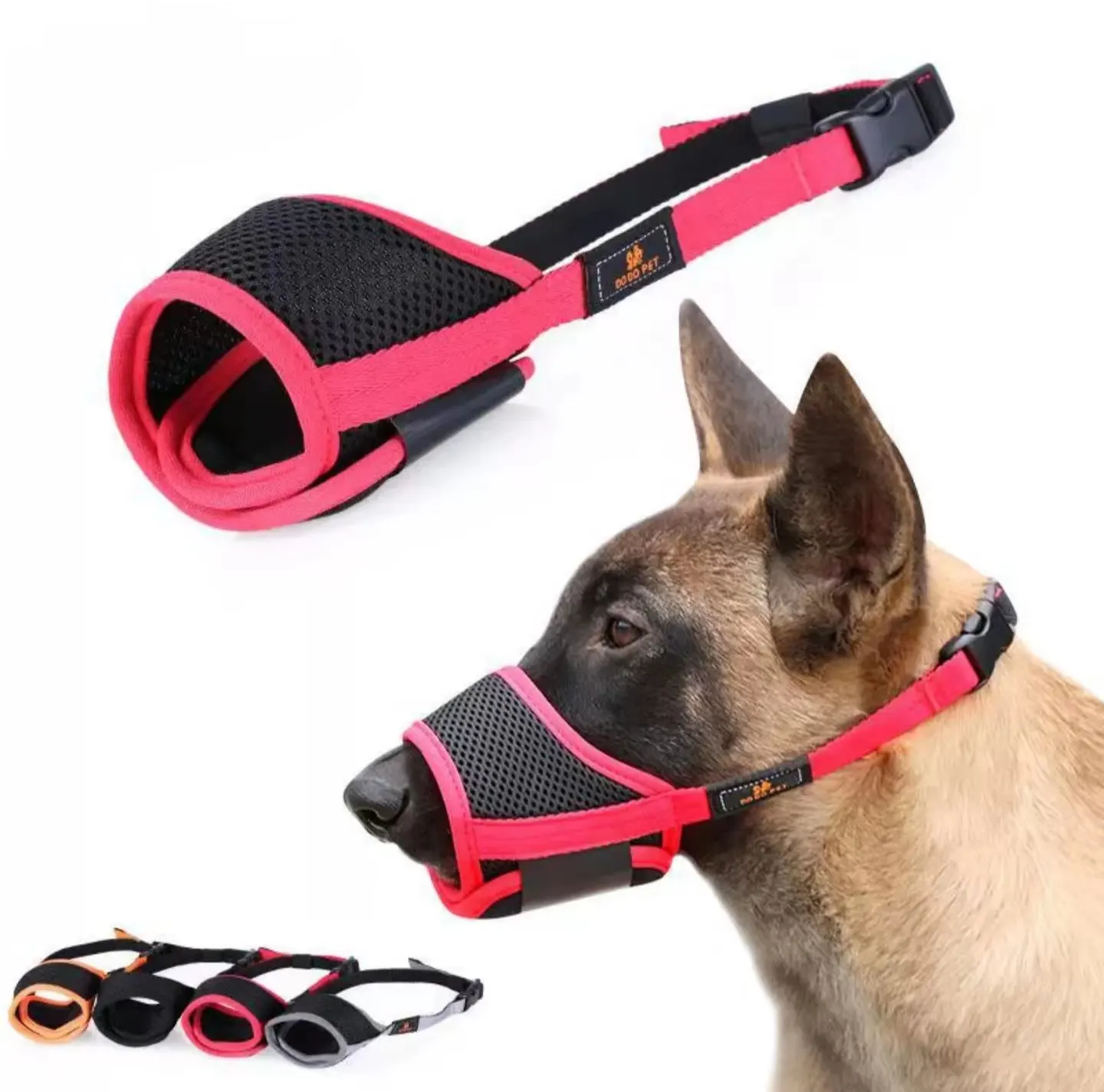 通気性のあるメッシュペットの犬の銃口調節可能な樹皮防止犬の口のマスクカバーストップチューグルーミング犬の銃口トレーニングペットアクセサリー