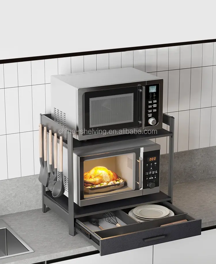 Di alta qualità in acciaio inox 2 tier cucina forno a micro-onde cremagliera