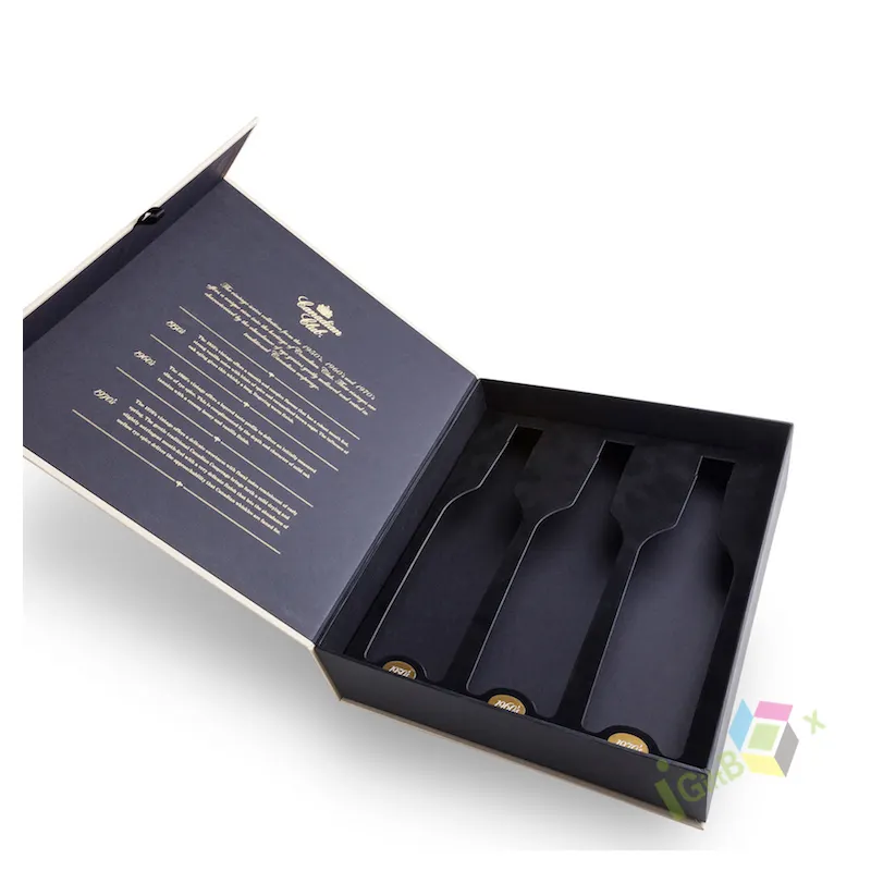 Custom Luxury Foldable Foldable cardboard packaging liquor set champagne whisky red wine bottles glass wine paper gift Wine Box