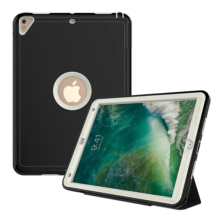 الغطاء الخلفي ل iPad Pro 12.9 المدافع كومبو حالة من البلاستيك والجلود أضعاف كيكستاند حالة iPad12.9 اللوحي اكسسوارات حامي