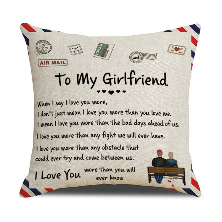Nordic Simple Office Pillowcase Sofa Cushion Cover Envelope Letter Print Linen Pillowcase Cushion Cover