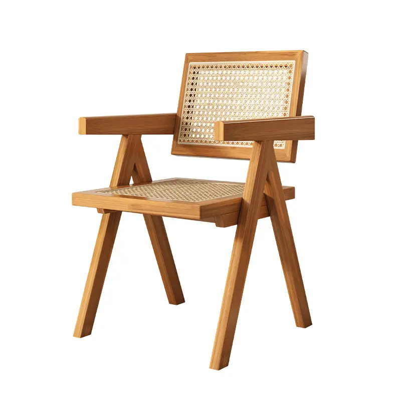 Blockholz-Stil Rattan-Stuhl verdicktes Massivholz japanischer Stil Freizeitsessel Haus Balkon B&B Restaurant