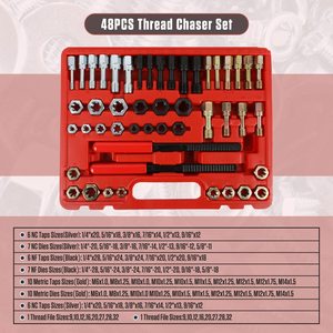 48Pcs Thread Repair Tool UNC, UNF and Metric Thread <strong>Chaser</strong> Kit Split <strong>Die</strong> Thread <strong>Chaser</strong>