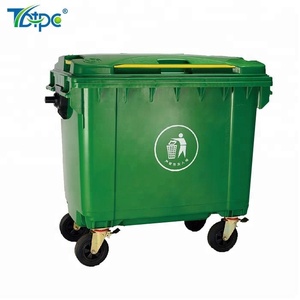 660绿色HDPE垃圾箱660 lt垃圾车4轮式和660 lt废物收集器容器 - Product Image 1