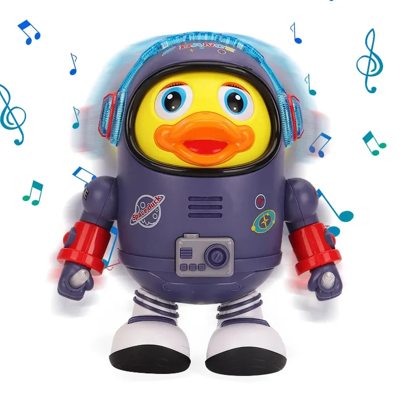 Cadeau de Noël pour enfants Robot interactif jouer à la lumière clignotante Musical marche jaune électronique danse espace canard