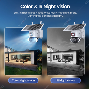 20W 2Kพลังงานแสงอาทิตย์ Night Visionสีแดงและสีฟ้าLinkage Floodlight PTZ 4MP 4Gพลังงานแสงอาทิตย์กล้องกล้องวงจรปิดความปลอดภัยกล้องพาโนรามา - Product Image 6