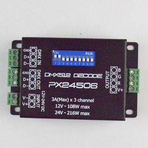 Оптовая продажа, драйвер декодера PX24506 DMX512 9A DMX 512 усилитель 12 В 24 В светодиодный DMX512 контроллер для 5050/3528 RGB светодиодные полосы