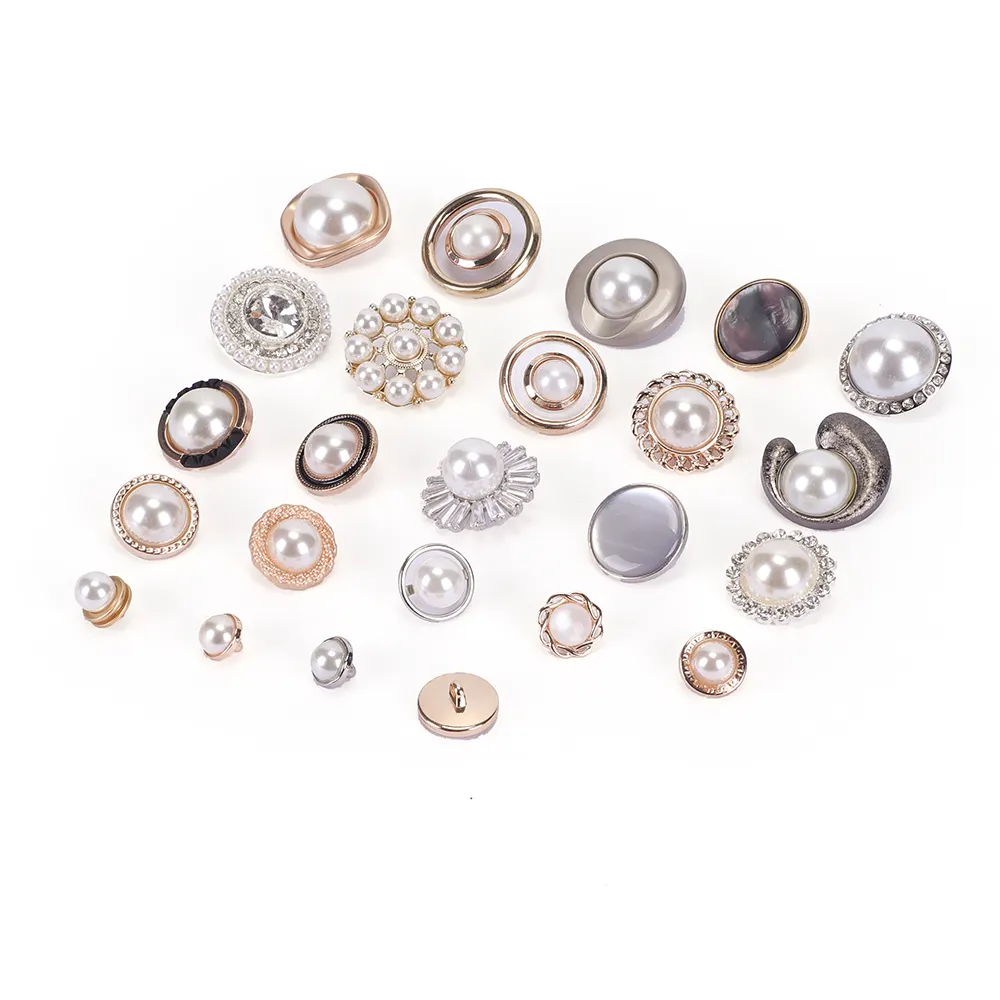 Botón de mango de perla de aleación de Zinc y Metal decorativo con forma personalizada de alta calidad para ropa