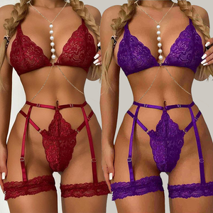 Oriente Medio venta al por mayor señora Sujetador de encaje y Tanga bragas conjunto rojo erótico maduro Día de San Valentín ropa de dormir mujeres Lencería Sexy