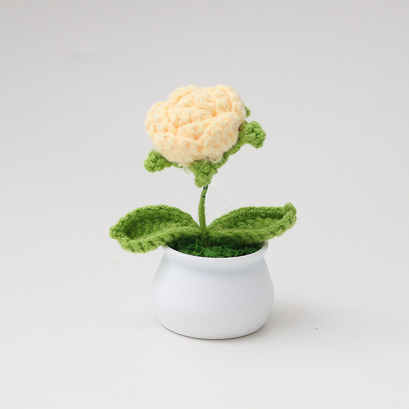 Rosa singola, fiore giallo chiaro - 16 boccioli, foglie verdi - 48 bianche po