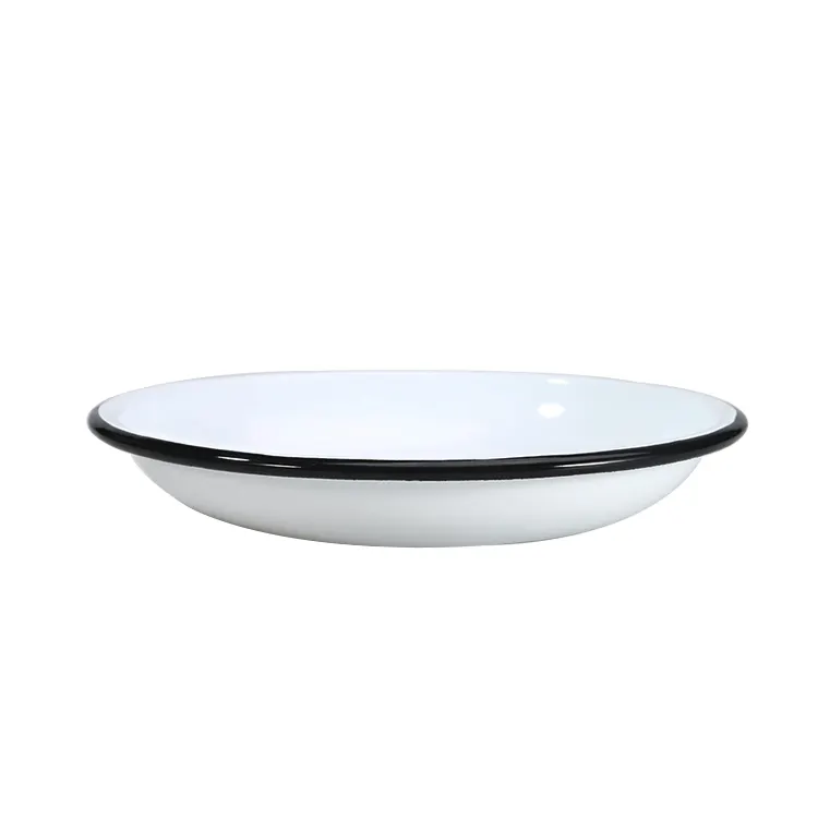 Placa de esmalte de aço carbono, 18/20/22/24/26 cm, utensílios de cozinha, placa de esmalte com decalque para jantar