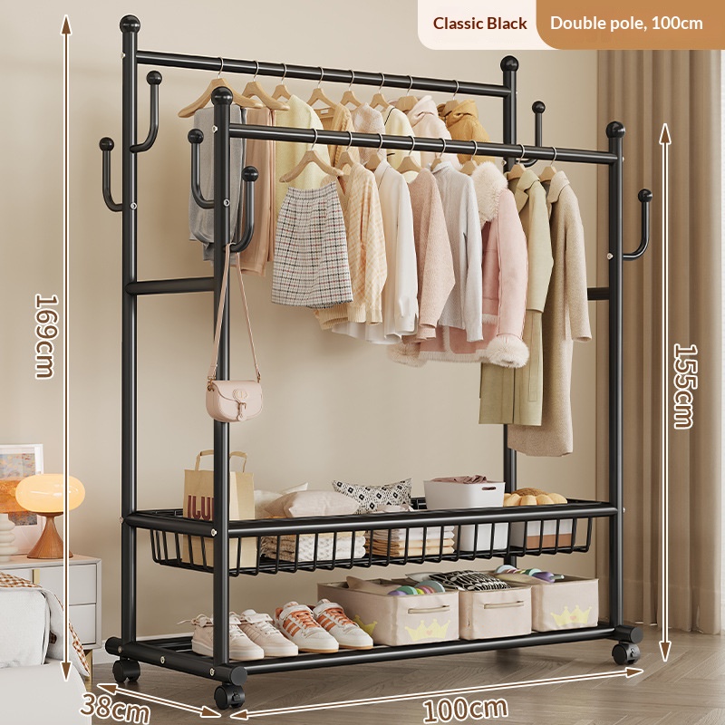Panier grillagé noir premium - 100 cm - double barre - haute capacité avec ca