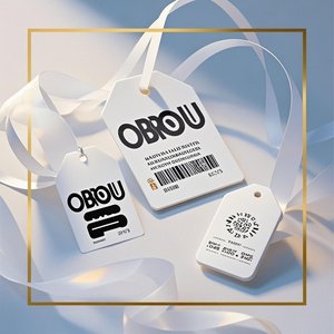 Obrou יוקרה תגי נדנדה להגדיר לוגו מודפס מותאם אישית pvc תלוי תגים בגדים מחרוזת עיצוב נייר עיצוב נייר ביגוד תגים