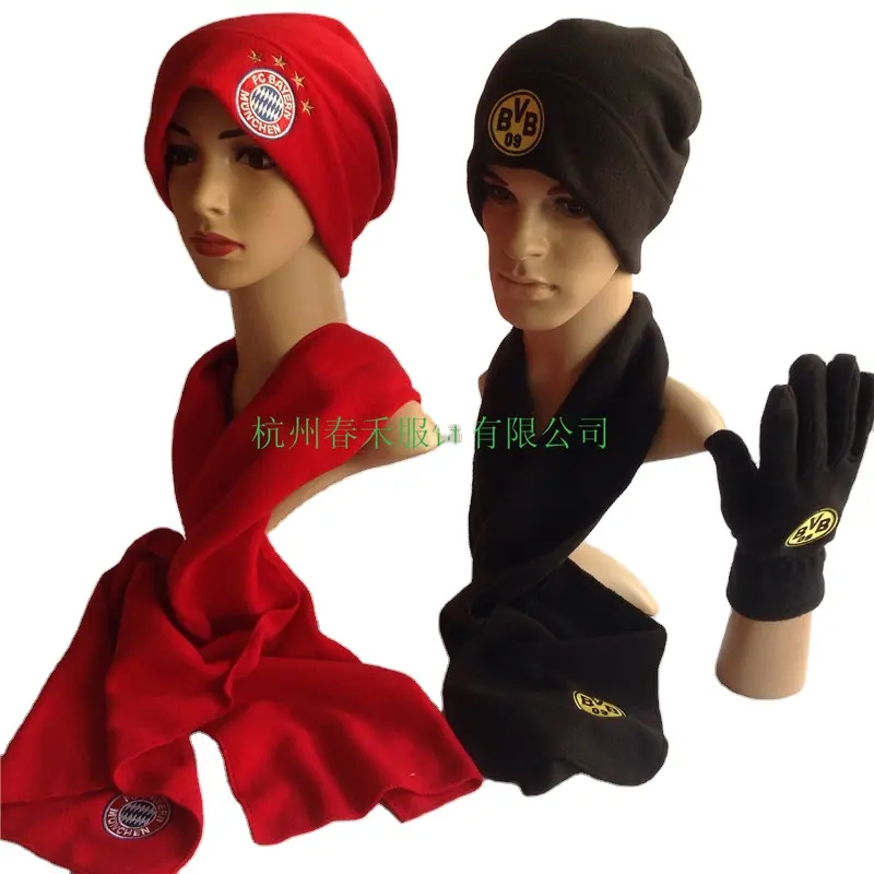 Verkaufen Sie gut günstigen Preis Werbe Winter wind dichte Polar Fleece Schal Sets Fabrik Strick Schal Hut Handschuh Set