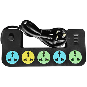 2m Cable 5 Mercados 3 Puertos USB Enchufes de extensión Enchufes múltiples Tomas de corriente eléctricas inteligentes - Product Image 1