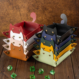 Dễ Thương Mèo Xúc Xắc Khay Da Mèo Hình Dạng Có Quầy Catchall Khay Dungeons Rồng RPG Trò Chơi Lưu Trữ Đồ Trang Sức Chìa Khóa Bàn Tổ Chức Khay - Product Image 1