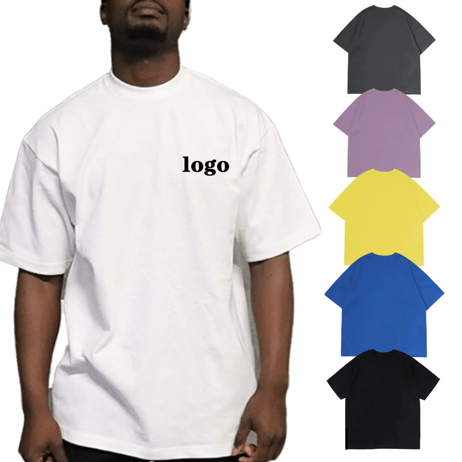 Camiseta deportiva lisa con bordado personalizado para hombre, camisa de lona Bella con estampado de pantalla negra, peso pesado de bambú, de marca, 100 algodón