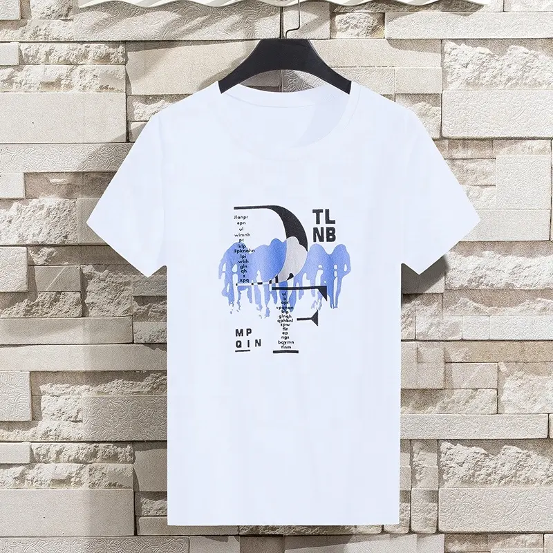 100% Cotton Men's Round Neck T-shirt Inventory New Design Fashion Printing Men's T-shirt High Quality Men's T-shirt