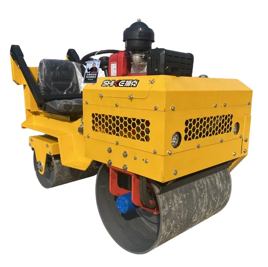 Mini ride-on double drums road roller compactor 700 kgs construção road roller compactor for asfalto