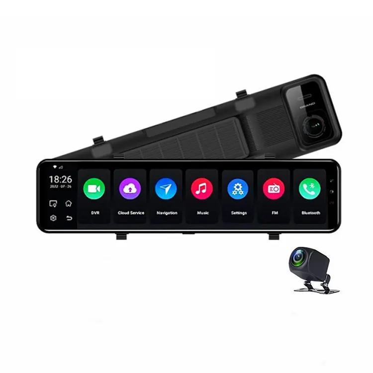 12 Inch 4G Android 10.0 1080P Dubbele Lens Auto Dvr Wifi Gps Navigatie Adas Systeem Afstandsbediening App Bediening Spiegel Dashcam