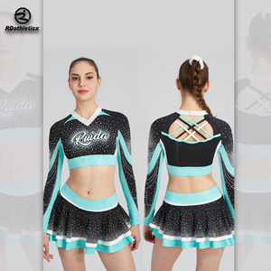 <strong>Cheer</strong> and Dance Queen Style Cheerleading Uniforms with Mesh and Rhinestone Crystal Mermaid Skin Cheerleader Uniforms - Product Image 5