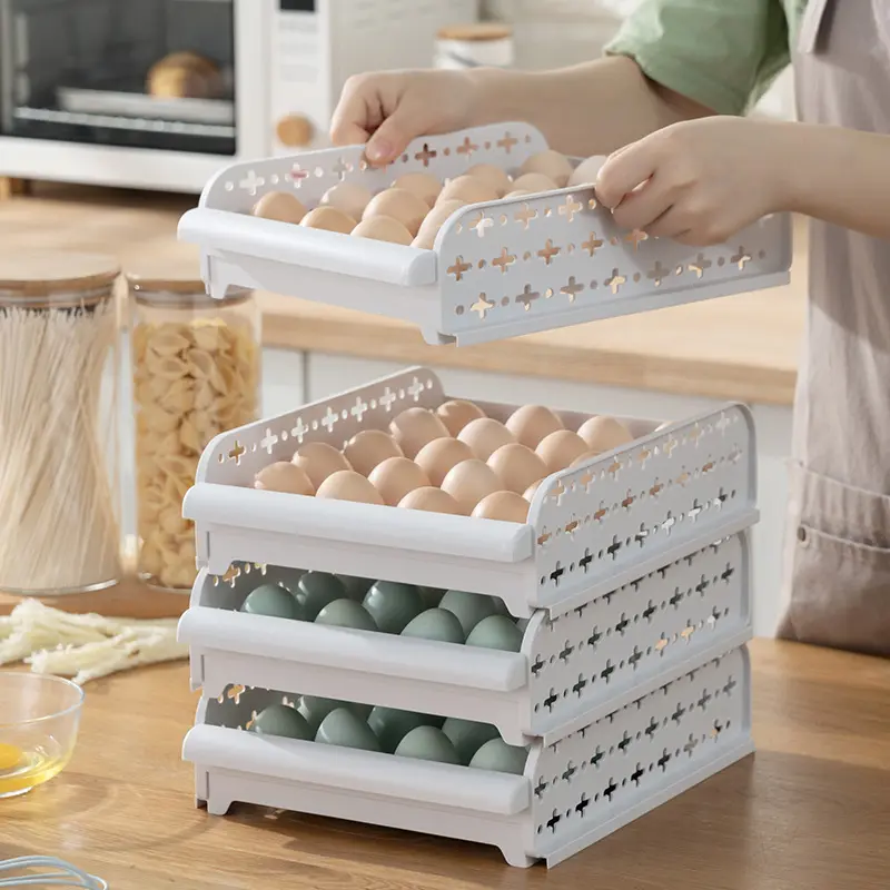 Rak Penyimpan Telur Plastik, Wadah Makanan, Rak Penyimpanan Telur Dapat Ditumpuk