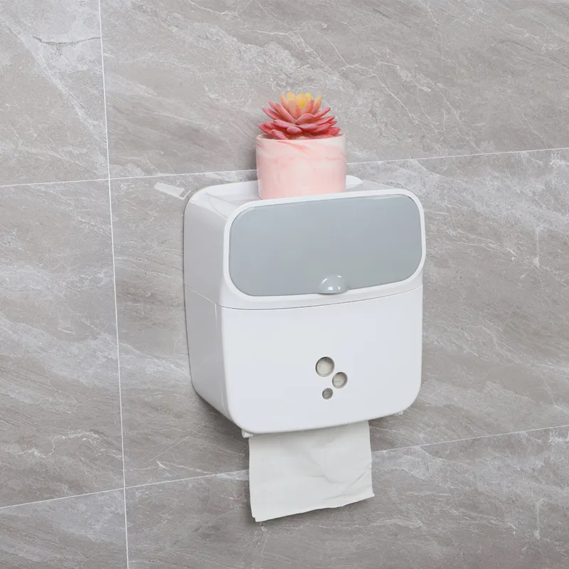 An der Wand montierter Kunststoff-Taschentuch spender Küche Bad Toiletten papier Papier handtuch halter mit Taschentuch regal und Deckel