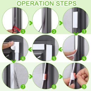 Magnetic <strong>Window</strong> Screen Adjustable DIY <strong>Window</strong> <strong>Net</strong> Fiberglass Mesh Protector White Screen <strong>Window</strong> Frames With Grey Mesh - Product Image 5