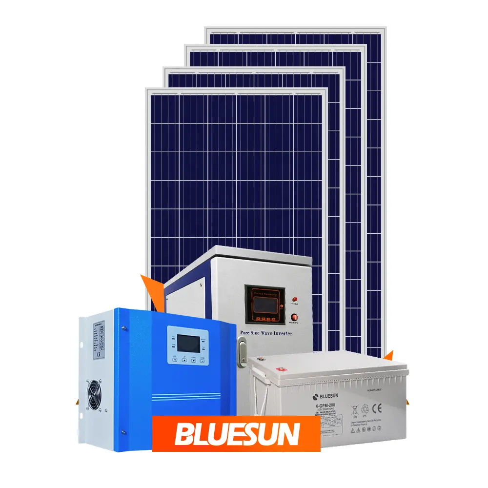Bluesun المحمولة 4kw 5KW نظام الطاقة الشمسية مع البطارية الشمسية سعر المصنع خارج الشبكة الصغيرة الحجم النظام الشمسي