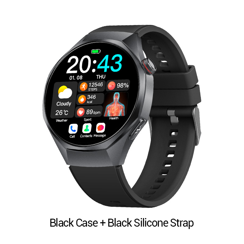 Boîtier noir + bracelet en silicone noir