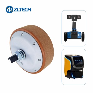 Low Speed High Power 4096 Magnetic Encoder 8inch 400kg Load 200RPM 48V Brushless AGV DC Wheel Hub Servo Motor with PU Tire - Product Image 6