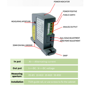 Acrel Ba20-AI/I Ac Current Transducers 0-200a Input <strong>Analog</strong> Signal 4-20ma <strong>Output</strong> Din Rail Current Transmitter - Product Image 3