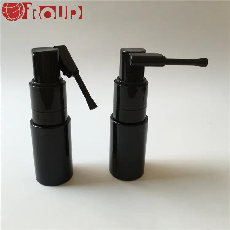 35ml Black PET Empty Plastic Powder Bottle with Pump Sprayer for Personal Care Cosmetics Packaging Sealed Cap Customizable Logo