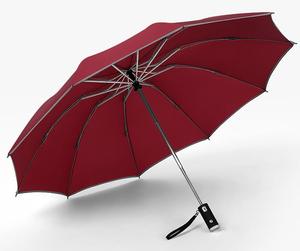 190T PG商务礼品3折反光发光二极管灯柄自动雨伞带标志印刷 - Product Image 5
