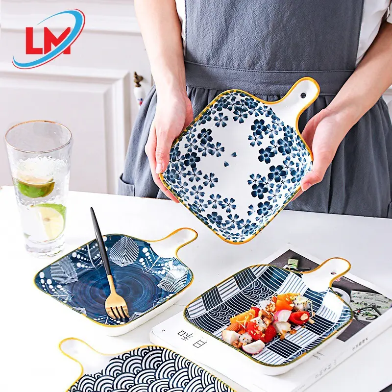 Kolu ile japon seramik pişirme plakası porselen yemeği pişirme yemekleri ve tavalar Bakeware Catering mutfak