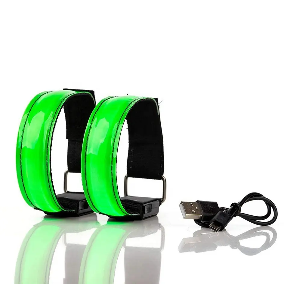 Ремешок на запястье с USB-кабелем для зарядки/регулируемый спортивный светодиодный эластичный светоотражающий браслет для бега для женщин и мужчин, распродажа